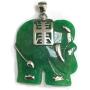 Silver Empire Jewelry Sterling Silver Necklace Green Natural Jade ELEAPHNT Charm with Longevity MEANING-18 inches Cable Chain