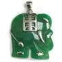 Silver Empire Jewelry Sterling Silver Necklace Green Natural Jade ELEAPHNT Charm with Longevity MEANING-18 inches Cable Chain