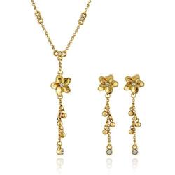 OMC Jewelry 10K Gold Plated Cherry Blossom Jewelry Set w/Earrings and Necklace