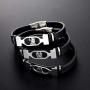NC Leather Bracelet for Women Mens, Stainless Steel Friendship Teen Girls Bracelets of Charm Couples 12 Constellations Black Bracelet Jewelry