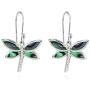 Sterling Silver Abalone or Simulated Turquoise Polished Dragonfly Dangle Earrings