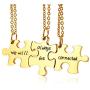PJ Jewelry Personalized Customized 3/4/5 Pieces Matching Puzzle Piece BFF Friendship Necklaces Set,Soul Sister Gift
