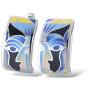 Santuzza 925 Sterling Silver Earrings Classical Face Pattern Fashion Colorful Handmade Enamel Jewelry（Blue/Green）