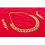 Touchstone Hollywood Glamour White Crystals Paisley Motif Grand Jewelry Necklace in Antique Tone for Women