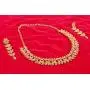 Touchstone Hollywood Glamour White Crystals Paisley Motif Grand Jewelry Necklace in Antique Tone for Women