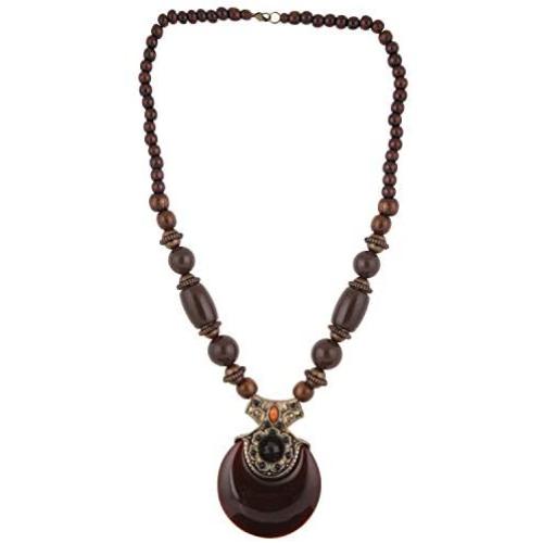 Ethnadore Antique Vintage Indian Oxidized Beaded Pendant Necklace Statement Jewelry