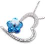 ALOV Jewelry Sterling Silver''Granddaughter I love you always and forever'' Love Heart Crystal Cubic Zirconia Pendant Necklace
