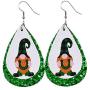 6 Pairs Gnome Faux Leather Dangle Earrings Set Green Teardrop Lightweight Drop Earrings for Women Girls St Patricks Day Party Jewelry Gift