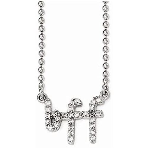 Solid 925 Sterling Silver CZ Cubic Zirconia BFF 18in. Necklace Chain