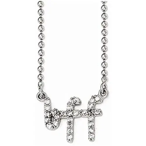 Solid 925 Sterling Silver CZ Cubic Zirconia BFF 18in. Necklace Chain Solid 925 Sterling Silver CZ Cubic Zirconia BFF 18in. Necklace Chain