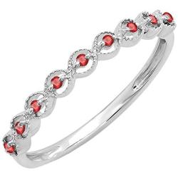 Dazzlingrock Collection Round Gemstone Ladies Anniversary Wedding Stackable Band Ring, Sterling Silver