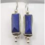 SilverStarJewel Original Navy Blue Rectangle Lapis Lazuli Earrings 3.8 cm 925 Solid Silver