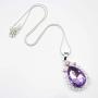 2pcs Sofia Amulet Necklace Teardrop Amethyst Pendant Necklace Sofia The First Princess Costumes Jewelry Girls Necklace