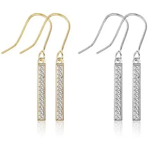 KesaPlan Swarovski Crystal Bar Drop Earrings for Women, 2 Pairs Dangle Earrings, Silver Earrings and Gold Earrings for Gifts KesaPlan Swarovski Crystal Bar Drop Earrings for Women, 2 Pairs Dangle Earrings, Silver Earrings and Gold Earrings for Gifts
