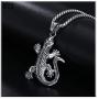 Xusamss Punk Rock Titanium Steel Animal Lizard Pendant Necklace,24'' Link Chain