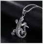 Xusamss Punk Rock Titanium Steel Animal Lizard Pendant Necklace,24'' Link Chain Xusamss Punk Rock Titanium Steel Animal Lizard Pendant Necklace,24'' Link Chain