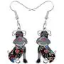 NEWEI Enamel Alloy Cut Sitting Schnauzer Dog Earrings Drop Dangle Unique Fashion Animal Jewelry For Women Girls Gift