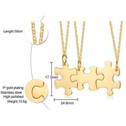 VNOX Personalized Custom 2/3/4/5 Piece Heart Puzzle Piece Necklace Set BBF Friendship Necklace for 2/3/4/5