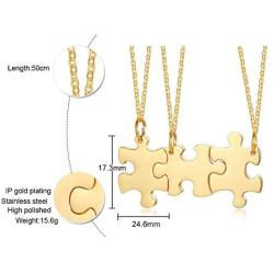 VNOX Personalized Custom 2/3/4/5 Piece Heart Puzzle Piece Necklace Set BBF Friendship Necklace for 2/3/4/5