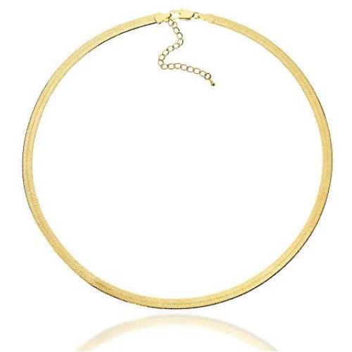 JIBSA 18K Gold Plated Choker Layered Thin Dainty Chain Necklace 14'' 16'' 18'' Long for Women Teen Girls Fashion Jewelry