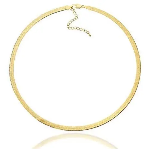 JIBSA 18K Gold Plated Choker Layered Thin Dainty Chain Necklace 14'' 16'' 18'' Long for Women Teen Girls Fashion Jewelry