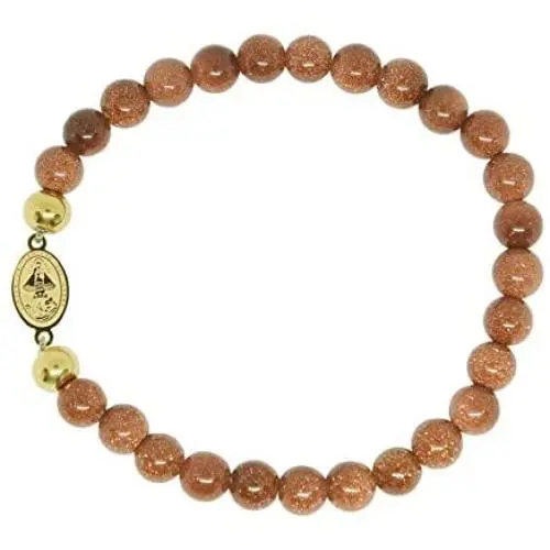 AA Religious Virgen de la Caridad del Cobre Catholic Bracelet with Stainless Steel Virgen de la Caridad del Cobre Medal and 6mm Venturina Beads (SSBCMVS-6) AA Religious Virgen de la Caridad del Cobre Catholic Bracelet with Stainless Steel Virgen de la Caridad del Cobre Medal and 6mm Venturina Beads (SSBCMVS-6)