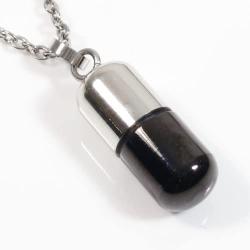 Stainless Steel Small Openable Pill Capsule Pendant Necklace Silver Gold Black Blue