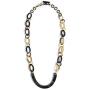 Bling Jewelry Earth Tone Brown Handmade Natural Statement Boho Fashion Buffalo Horn Oval Chain Link Necklace for Women