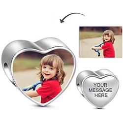Qxun Custom Photo Charm Bead Personalized Heart Picture with Loved Dear Charms Beads Fit Women Bracelet Necklace As Mother Daughter Present