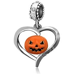 JMQJewelry Pumpkin Heart Halloween Gifts Birthday Birthstone Dangle Ctystal Love Charms for Bracelet Women Men Girl Boy Jewelry