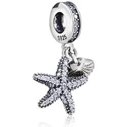 925 Sterling Silver Starfish Charm Shell Charm Ocean Sea Charm Animal Charm Star Charm Anniversary Charm for Pandora Charms Bracelet