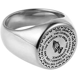 HZMAN Bible Verse Prayer Rings Christian Jewelry Silver/Gold Stainless Steel Praying Hands Bands