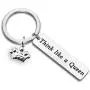 WUSUANED Think Like A Queen Inspirational Quote Keychain Positive Message Keychain with Queen Crown Charm Motivational Jewelry Gift for Her