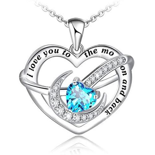 ATTRACTTO Heart Necklaces for Women 925 Sterling Silver I Love You to The Moon and Back Pendants Heart Jewelry for Christmas Birthday Valentines Day Anniversary