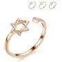 Eiffy Zircon Jewish Star of David Ring for Women Simple Open Hexagram Finger Ring Jewelry