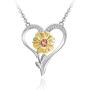 Distance Sunflower Necklace for Women S925 Sterling Silver Heart Necklace,You are My Sunshine Pendant Necklace Jewelry Gifts for Women Mom Wife