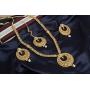 SANARA Indian Bollywood Traditional Gold Plated Crystal and Pearl Drop Made Bridal Designer Jewelry Gold Rani Haar Pendant Necklace Set for Women & Girl Wedding & Partywear Jewelry