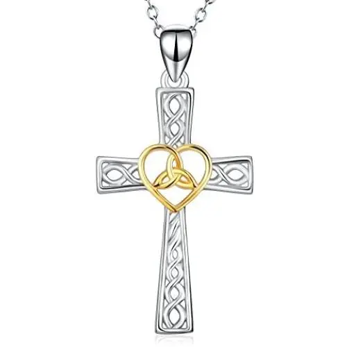 YFN Cross Necklace Sterling Silver Celtic Knot Cross Infinity Heart Love Pendant Necklace 18'' YFN Cross Necklace Sterling Silver Celtic Knot Cross Infinity Heart Love Pendant Necklace 18''