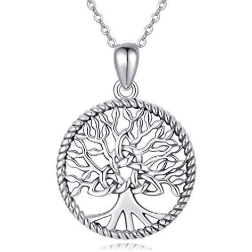 Waysles 925 Sterling Silver Tree of Life Pendant Necklace Jewelry Gift for Women Girlfriend with Gift Box