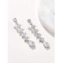 SWEETV Crystal Wedding Bridal Earrings for Brides Bridesmaid, Long Teardrop Chandelier Dangle Earrings for Women Prom