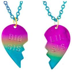 Lux Accessories Big Sis Lil Sis Little Sister BFF Best Friends Forever Necklace 2pc Set