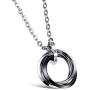 His and Hers Couple Necklace Titanium Stainless Steel CZ Rings Pendant His and Hers Matching Jewelry Set Gift for Women and Men