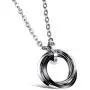 His and Hers Couple Necklace Titanium Stainless Steel CZ Rings Pendant His and Hers Matching Jewelry Set Gift for Women and Men