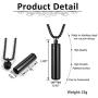 Personalized Sealed Cylinder Tube Locket Cremation Urn Necklace for Ashes Silver Black Engraving Capsule Tube Vial Pendant Ash Urns Keepsake Jewelry Memorial Necklaces with 22/24 inches Chain Link