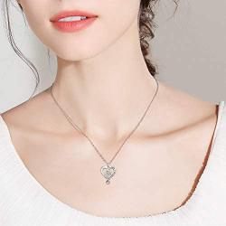 Distance I Love You to The Moon and Back Necklace 925 Sterling Silver Heart Pendant Necklace Jewelry Gifts for Women Mom Wife Girls