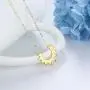 Besilver Large Sun Necklace Sterling Silver 18K Gold Filled Sunshine Pendant Crystal Round Moon Star Necklace Women Men Unisex Celestial Jewelry Birthday for Wife Girlfriend