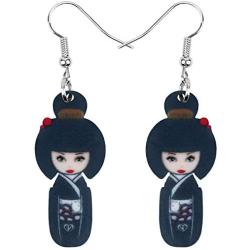 DUOWEI Acrylic Anime Cute Japanese Style Kimono Doll Earrings Charms Drop Dangle Jewelry Gifts for Women Teens Girls Kids