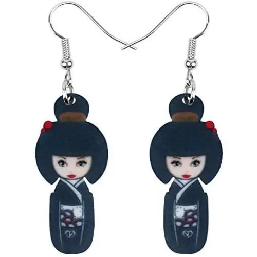 DUOWEI Acrylic Anime Cute Japanese Style Kimono Doll Earrings Charms Drop Dangle Jewelry Gifts for Women Teens Girls Kids DUOWEI Acrylic Anime Cute Japanese Style Kimono Doll Earrings Charms Drop Dangle Jewelry Gifts for Women Teens Girls Kids