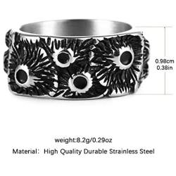 HZMAN Gothic Meteorite Surface Retro Personality Men Women Stainless Steel Ring Size 7-12