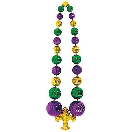 Amscan Giant Fleur de Lis Bead Party Necklace, 60'', Multicolor